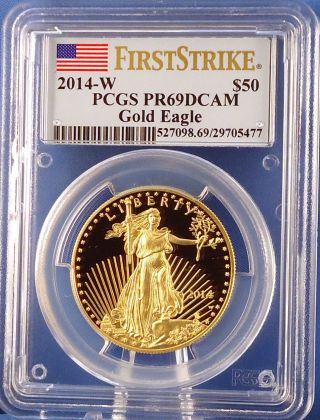 2014 W $50 Gold American Eagle 1 Oz.  Pcgs Pr69dcam First Strike photo