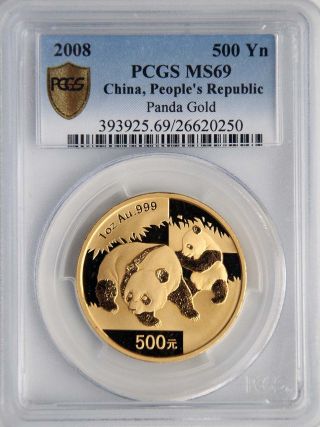 2008 500y 1 Oz Gold Chinese Panda Pcgs Ms69 photo