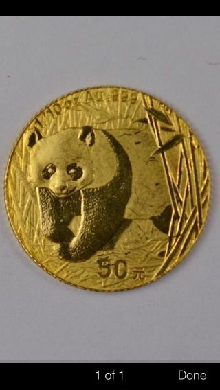 2002 China Panda 1/10 50 Yuan Coin Extra Rare photo
