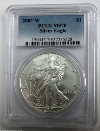 2007 W Burnished Silver Eagle Pcgs - Ms70 Flawless photo