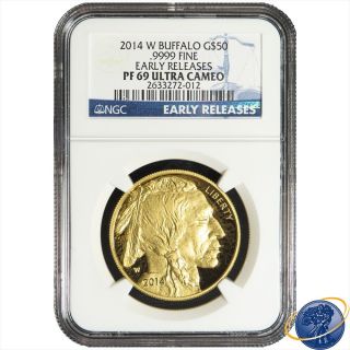2014 - W Proof $50 American Gold Buffalo 1oz.  Ngc Pf69uc (blue Er Label) photo