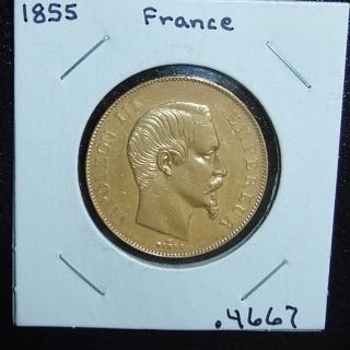 1855 - A Napoleon Iii French 50 Francs Scarce - Au.  4667 Oz Net Gold Paris photo