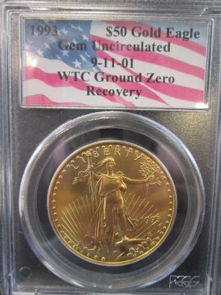 $50 1993 911 American Gold Eagle Wtc Ground Zero Recovery Pcgs Gem photo