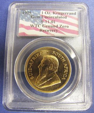 1975 Wtc 911 Ground Zero Trade Center Krugerrand 1 Oz Gold Coin Certified Pcgs photo