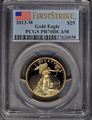 2013 - W American Gold Eagle $50 1/2 Ounce Pcgs Pr70dcam Stunning photo