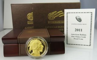 2011 American Buffalo $50 One Ounce Gold Proof Coin Boxes & photo