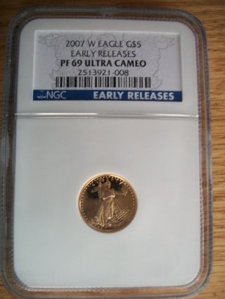 2007 - W American Gold Eagle Proof (1/10 Oz) $5 - Ngc Pf69ucam photo