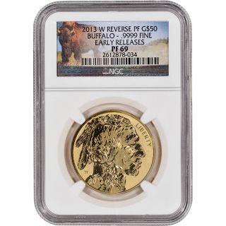 2013 - W American Gold Buffalo Reverse Proof (1 Oz) $50 - Ngc Pf69 Early Releases photo