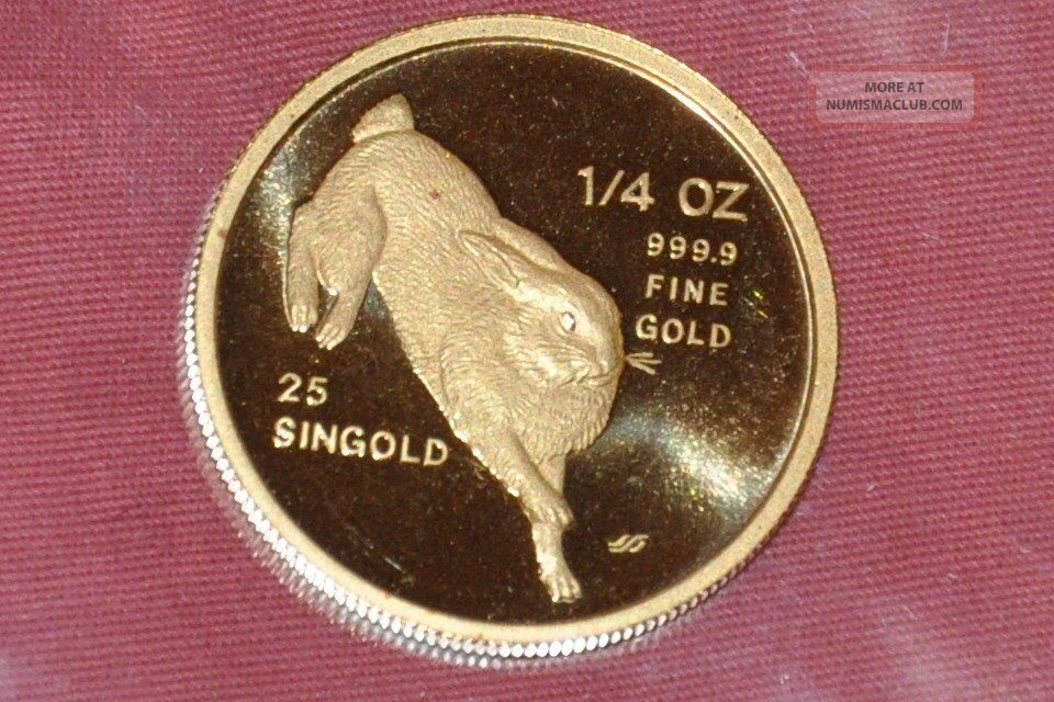 1987 Republic Of Singapore Lunar Year Of The Rabbit 1/4 Troy Oz Ounce