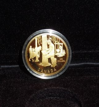 1995 Canada $200 Gold Coin Commemorative Proof:22kt 1/2 Oz Sugaring Off+coa+ Box photo