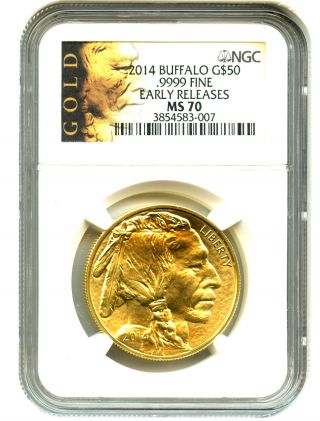 2014 American Buffalo $50 Ngc Ms70 (early Releases) Buffalo.  999 Gold photo