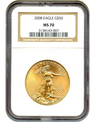 2008 Gold Eagle $50 Ngc Ms70 American Gold Eagle Age photo