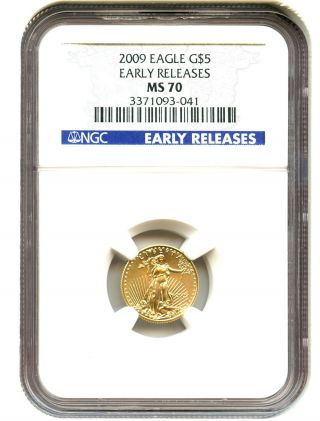 2009 Gold Eagle $5 Ngc Ms70 (early Releases) American Gold Eagle Age photo