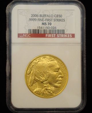 2006 American Buffalo.  1oz Gold.  Ngc - Ms70 Unc.  $50 Coin.  Ab620 photo