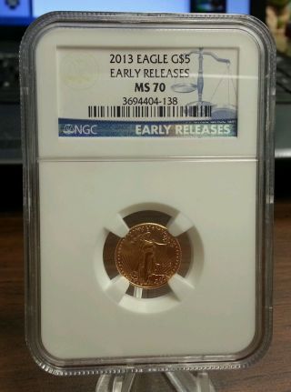 2013 1/10 Oz Gold American Eagle Ms - 70 Ngc Early Releases photo