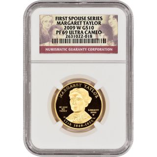 2009 - W Us First Spouse Gold (1/2 Oz) Proof $10 - Margaret Taylor - Ngc Pf69 Ucam photo