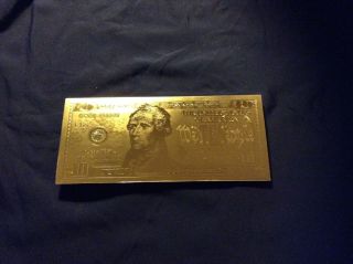 24k 99.  9 Pure Gold $10 Dollar Bill. photo