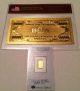 1gram Gold Bar 24k.  999 Pure.  Fortuna Swiss Pamp+$100,  000 24k Gold Bill With Gold photo 1