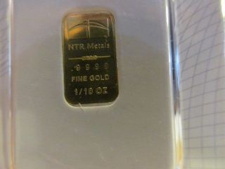 1/10 Oz.  Gold Bar - Ntr Metals -.  9999 Fine In Assay Bullion Pure photo