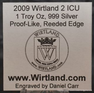 Rare 2009 Daniel Carr Republic Of Wirtland - 1 Oz.  999 Silver Crane Proof - Like photo