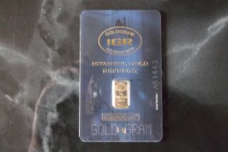 1 Gram Istanbul Refinery Gold Bar.  9999 Or.  9995 Fine photo
