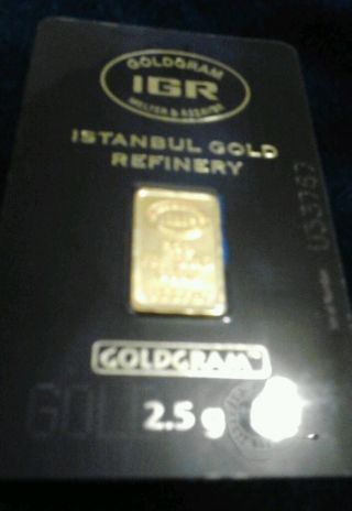 2.  5 Gram.  999 Fine Gold Bar Igr Certified photo
