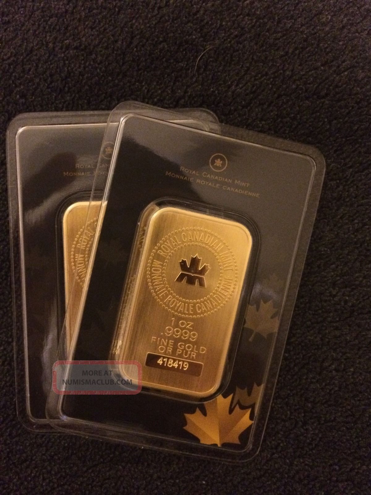 1 Oz Soild Gold Bar 9999. Pur Royal Canadian