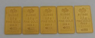 Suisse 2.  5g Fine Gold Bar - 999.  9 photo