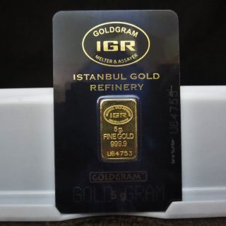 Istanbul Gold Refinery - 5 Gram Fine Gold Bar - In Assay Package photo
