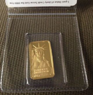 5 Gram Fine Gold - Statue Of Liberty Credit Suisse photo