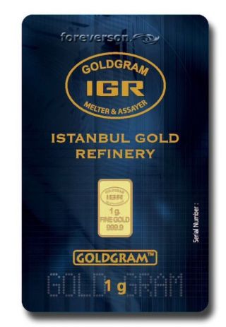 X5 1 Gram Istanbul Refinery Gold Bar.  9999 Fine photo