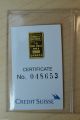 2x Credit Suisse 1 Gram.  9999 Gold Bar - With Assay Certificate Kg12 Gold photo 2
