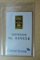 2x Credit Suisse 1 Gram.  9999 Gold Bar - With Assay Certificate Kg12 Gold photo 3