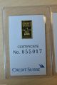 2x Credit Suisse 1 Gram.  9999 Gold Bar - With Assay Certificate Kg9 Gold photo 2