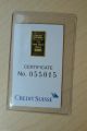 2x Credit Suisse 1 Gram.  9999 Gold Bar - With Assay Certificate Kg8 Gold photo 2
