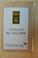 2x Credit Suisse 1 Gram.  9999 Gold Bar - With Assay Certificate Kg3 Gold photo 3