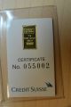 2x Credit Suisse 1 Gram.  9999 Gold Bar - With Assay Certificate Kg1 Gold photo 3