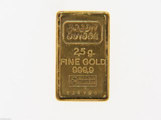 Credit Suisse 2.  5 Gram.  9999 Fine Gold Bullion Ingot Bar photo