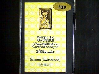 1 Gram Statue Of Liberty Credit Suisse Gold Bar. . .  Seed photo