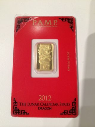 5 Gram Pamp Suisse Year Of The Dragon Gold Bar photo