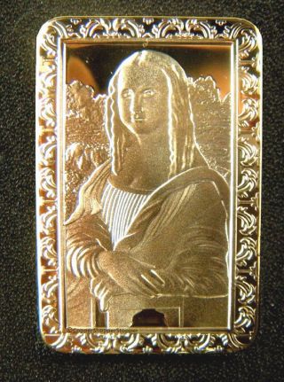 Gold Bar 1 Oz Da Vinci Mona Lisa 100 Mills.  999 24k 1 Ounce Fine Bullion Ingot photo