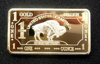 Gold Bar 1 Oz ' American Buffalo ' 100 Mills.  999 24k 1 Ounce Fine Bullion Ingot photo