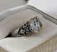 Palladium With 10k Yellow Gold Solitaire Crystal Ring Size 9.  25 Weighs 6 Grams Bullion photo 1