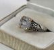 Palladium With 10k Yellow Gold Solitaire Crystal Ring Size 9.  25 Weighs 6 Grams Bullion photo 2