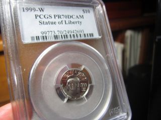 Perfect Platinum Proof Liberty Pcgs 1999 - W $10.  00 Pr - 70 Dcam Perfection photo