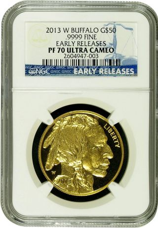 2013 - W American Buffalo $50 Gold.  9999 Fine Pf70 Ultra Cameo Early Releases photo