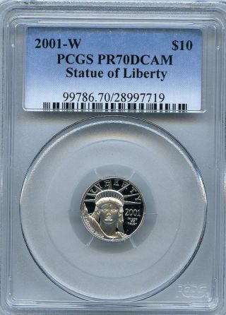 2001 - W $10 (1/10 Oz) Proof Platinum Eagle Pcgs Pr70 Pf70 Deep Cameo photo