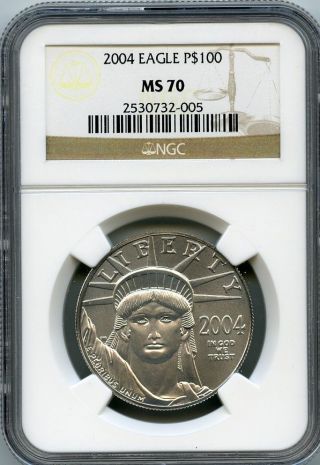 2004 $100 (1 Oz. ) State Platinum Eagle Ngc Ms70 photo