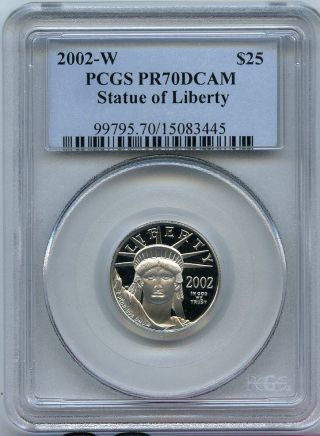 2002 - W $25 (1/4 Oz) Proof Platinum Eagle Pcgs Pr70 Pf70 Deep Cameo photo