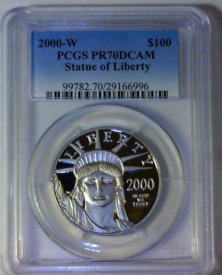 2000 - W,  Pcgs Proof - 70 Deep Cameo,  $100 Platinum Eagle 